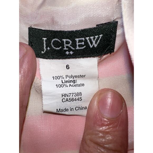 J. Crew Factory Dress Size 6 Pink Cream Striped Spaghetti Strap Elastic Waist - Picture 9 of 15